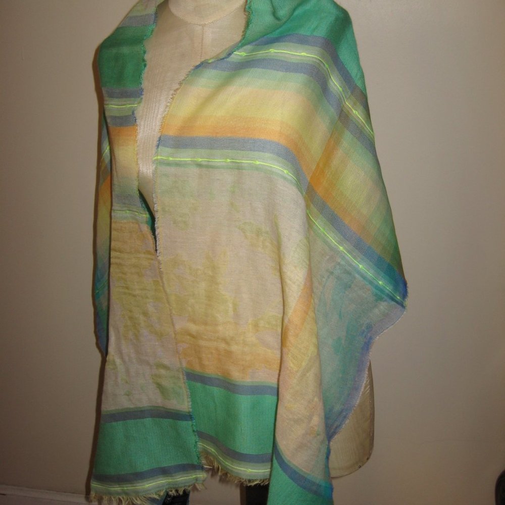 Designer Made in France Cotton Linen Wrap Scarf
